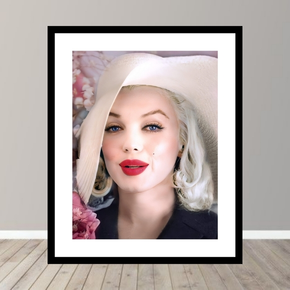 Marilyn Monroe Colorful Portrait Hat Framed 11x8.5 - Picture 1 of 1